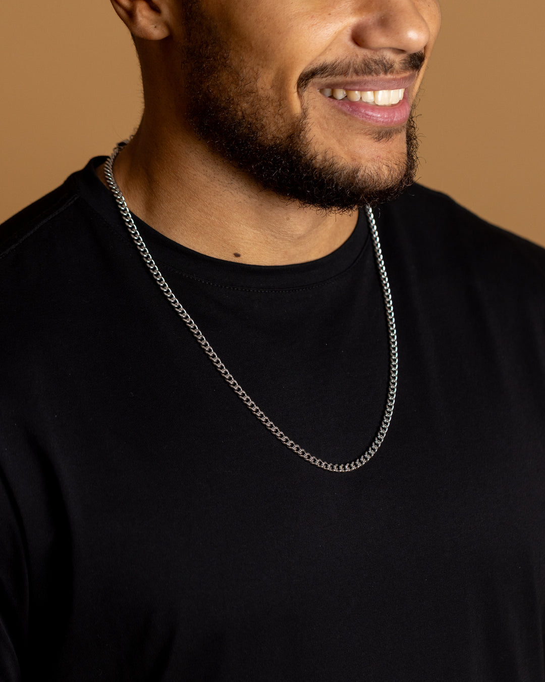 5mm cuban necklace in stainless steel with silver plated finish