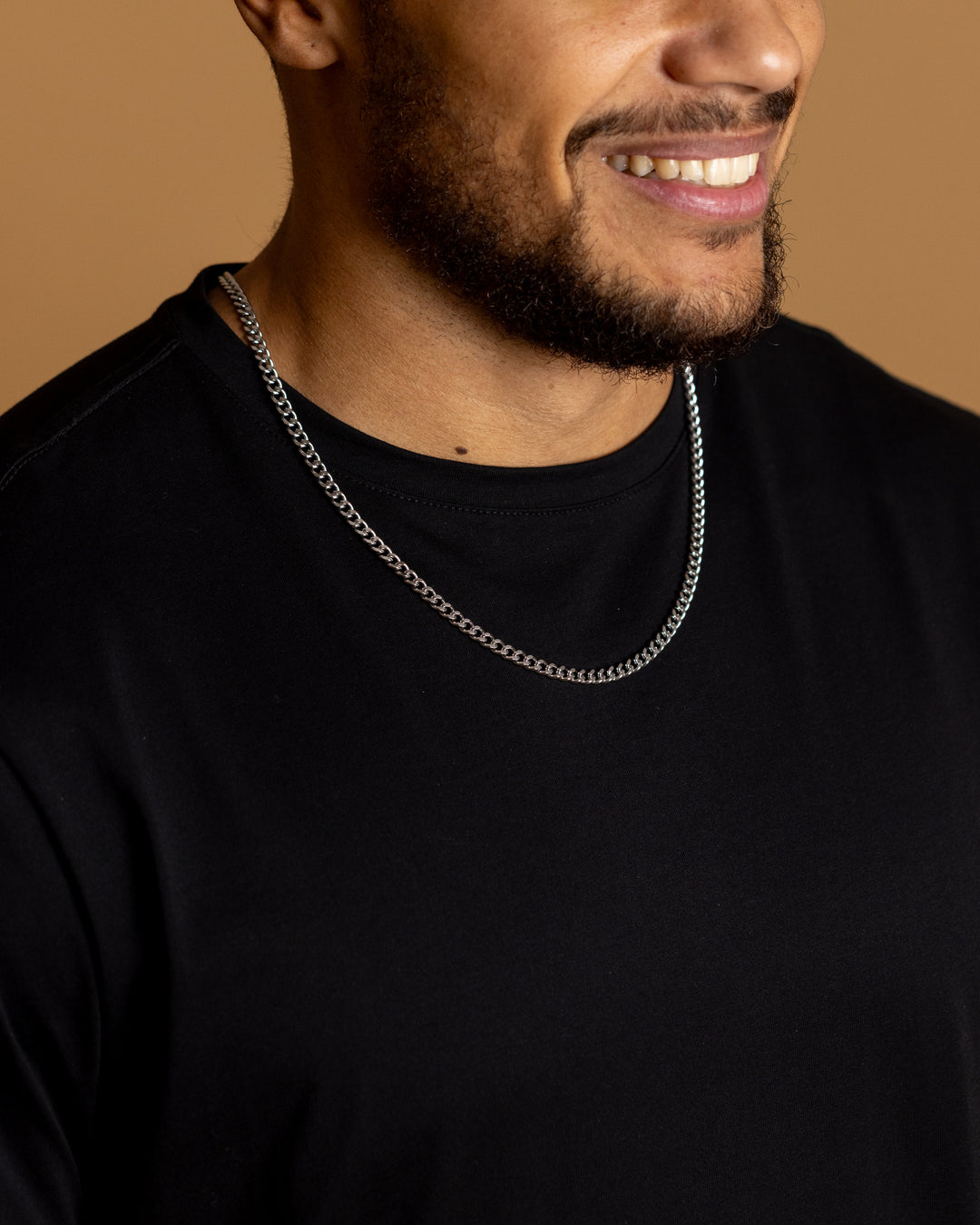 5mm cuban necklace in stainless steel with silver plated finish