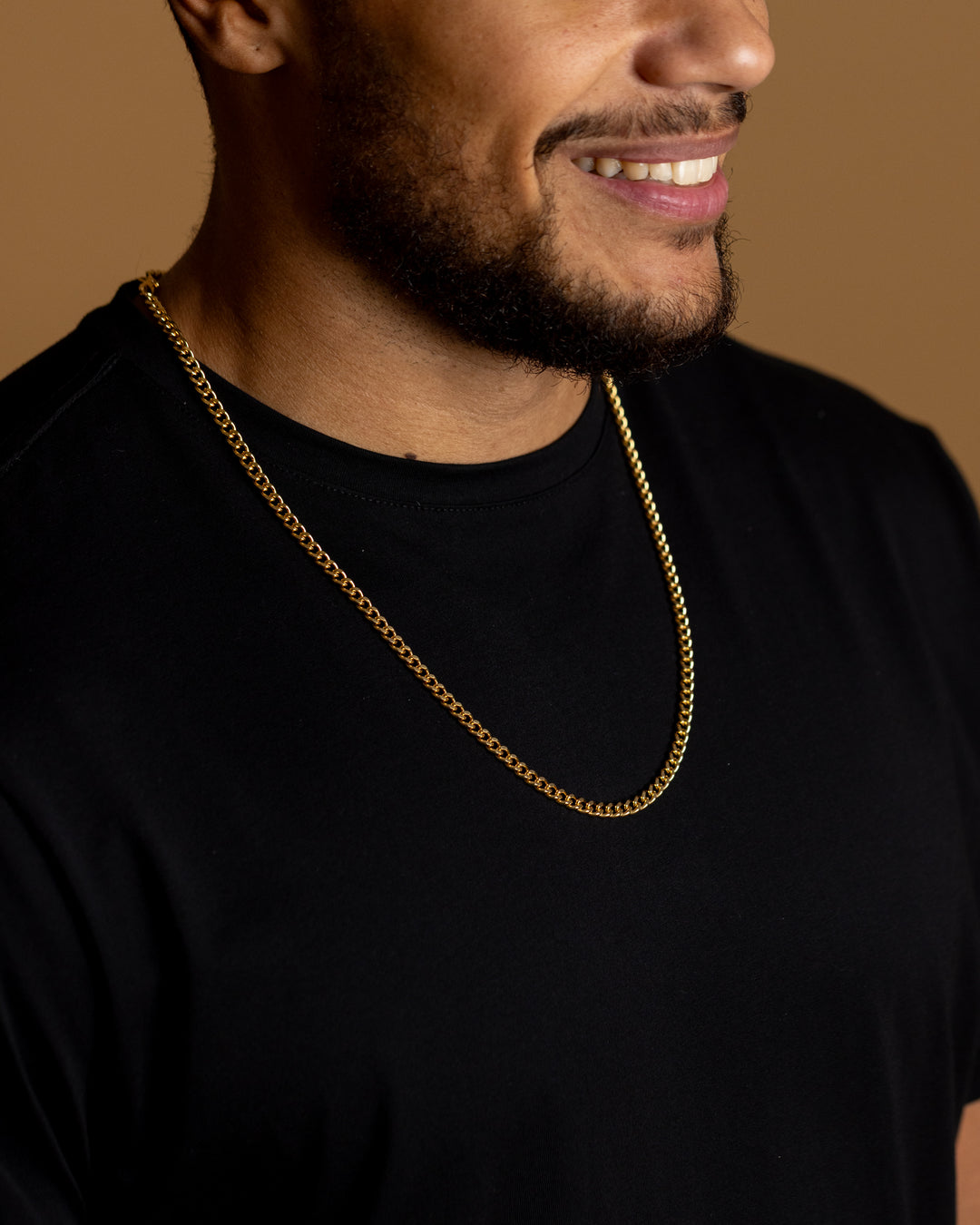 5mm cuban necklace in stainless steel with gold-plated