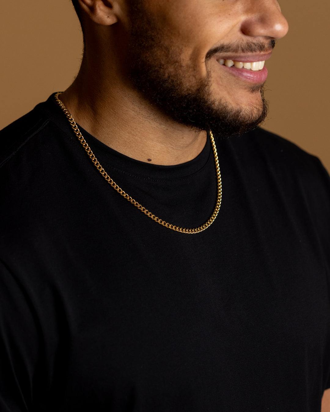 5mm cuban necklace in stainless steel with gold-plated