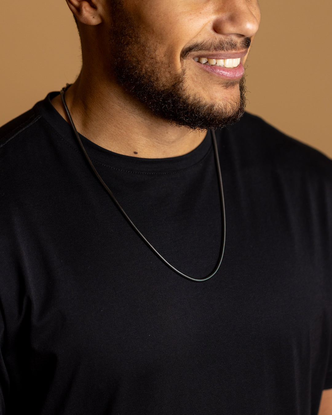 3mm snake chain necklace in stainless steel with black finish