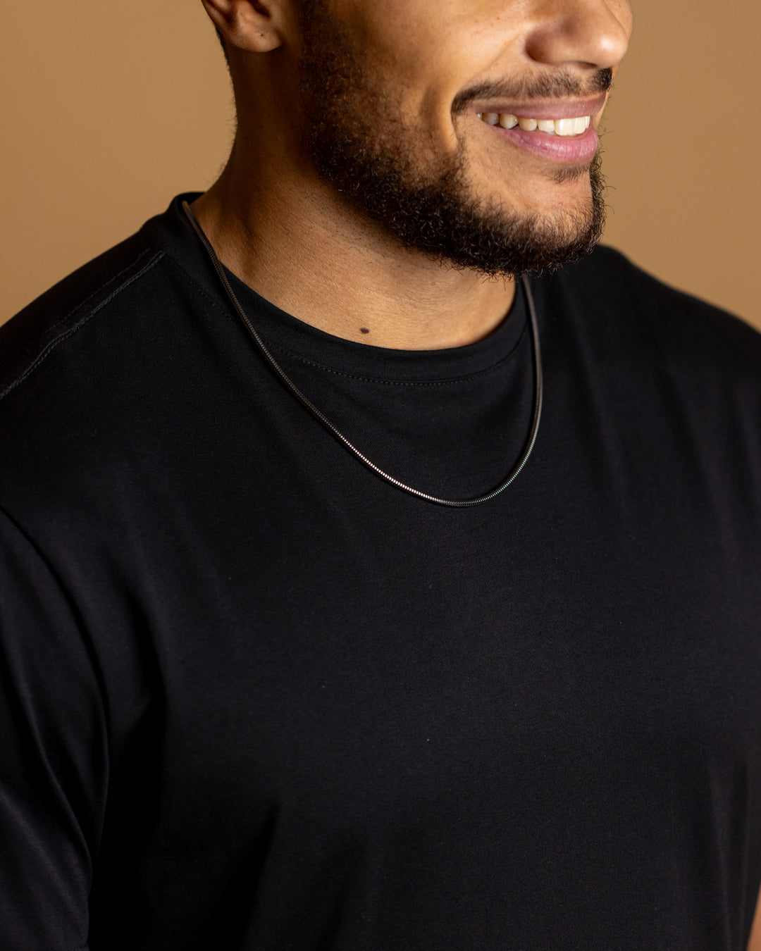 3mm snake chain necklace in stainless steel with black finish