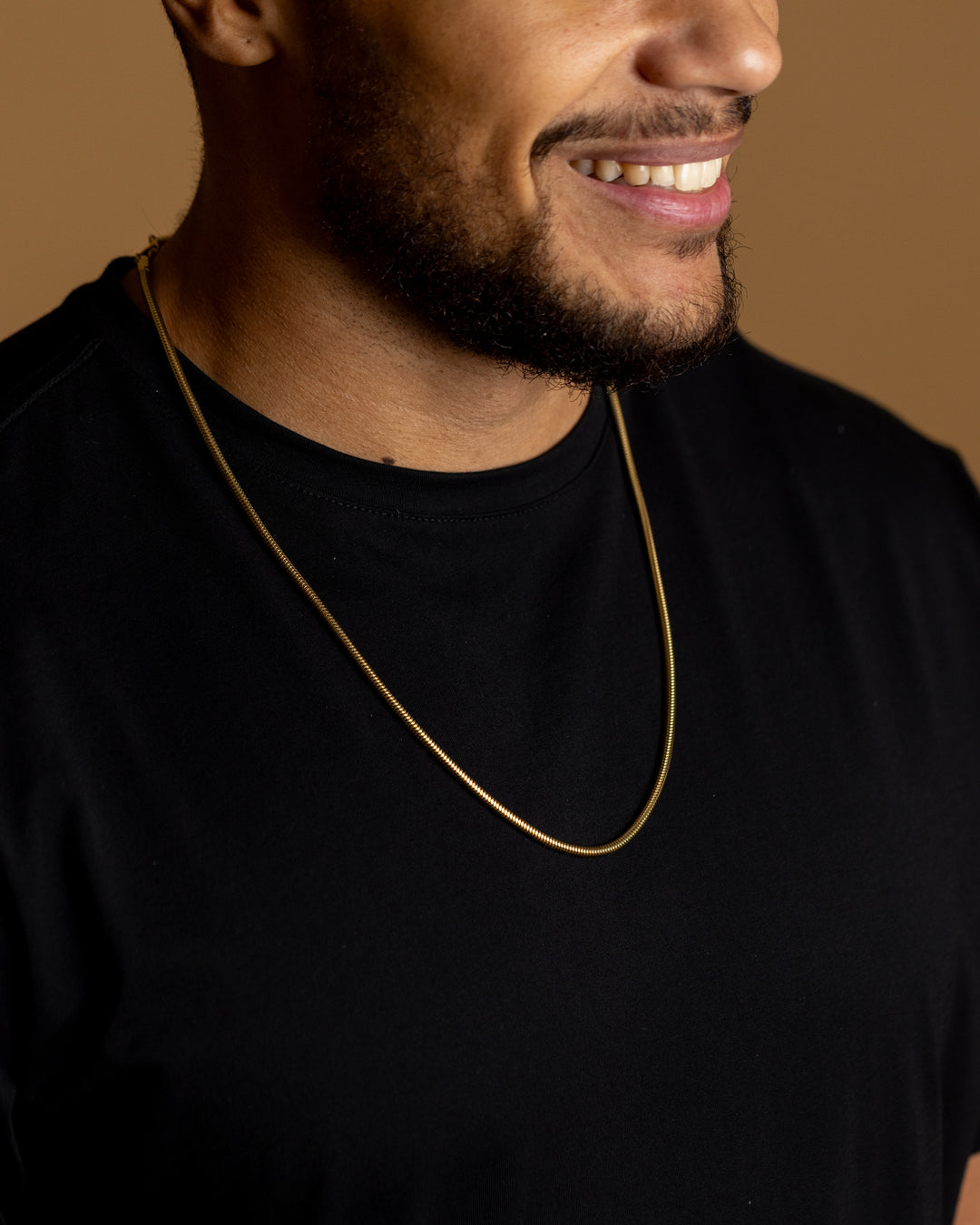 3mm snake chain necklace in stainless steel with gold-plated finish