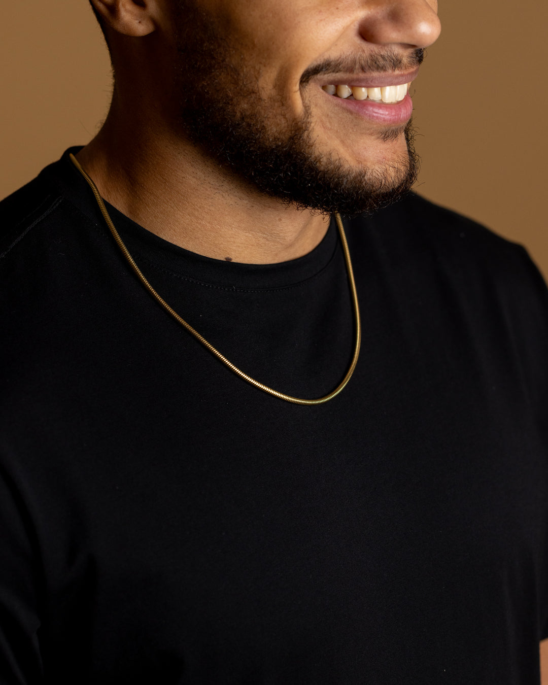 3mm snake chain necklace in stainless steel with gold-plated finish