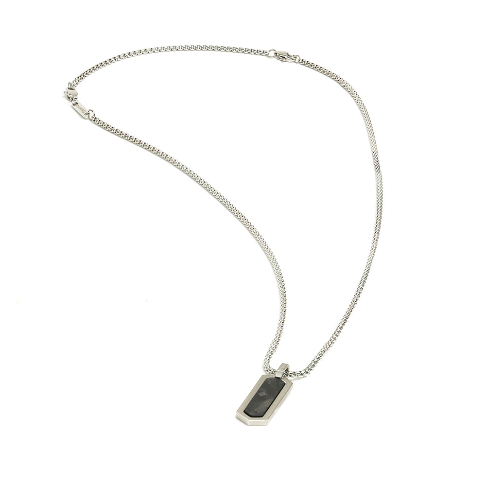Stainless steel necklace with a forged carbon finish