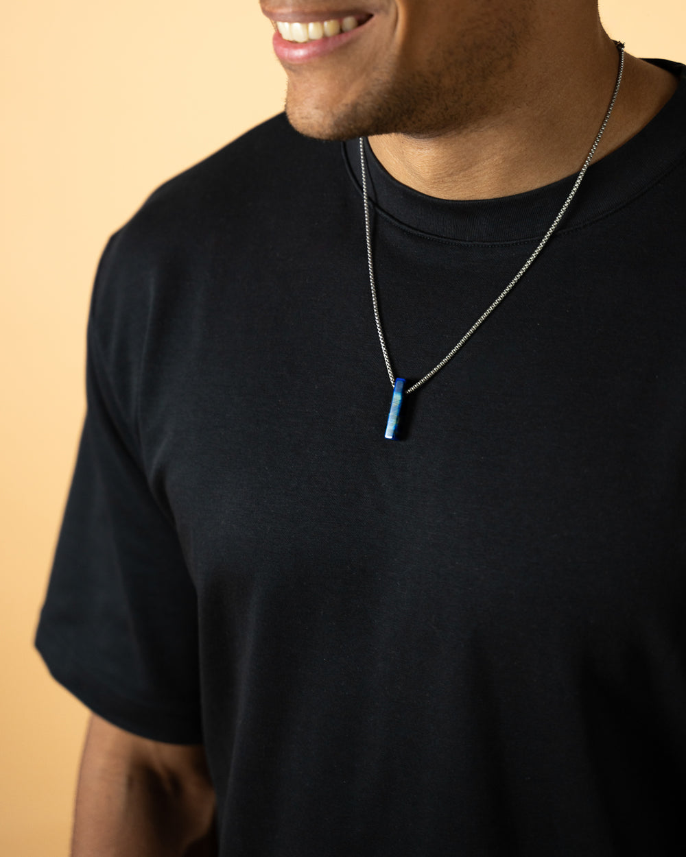 Stainless steel necklace with Blue Tiger Eye stone