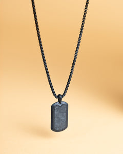 Full titanium necklace with black finish and Forged Carbon
