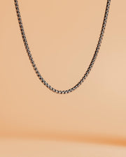 3mm box chain necklace with a silver-plated finish