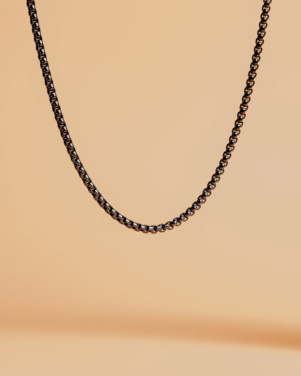 3mm Box chain necklace with a black finish