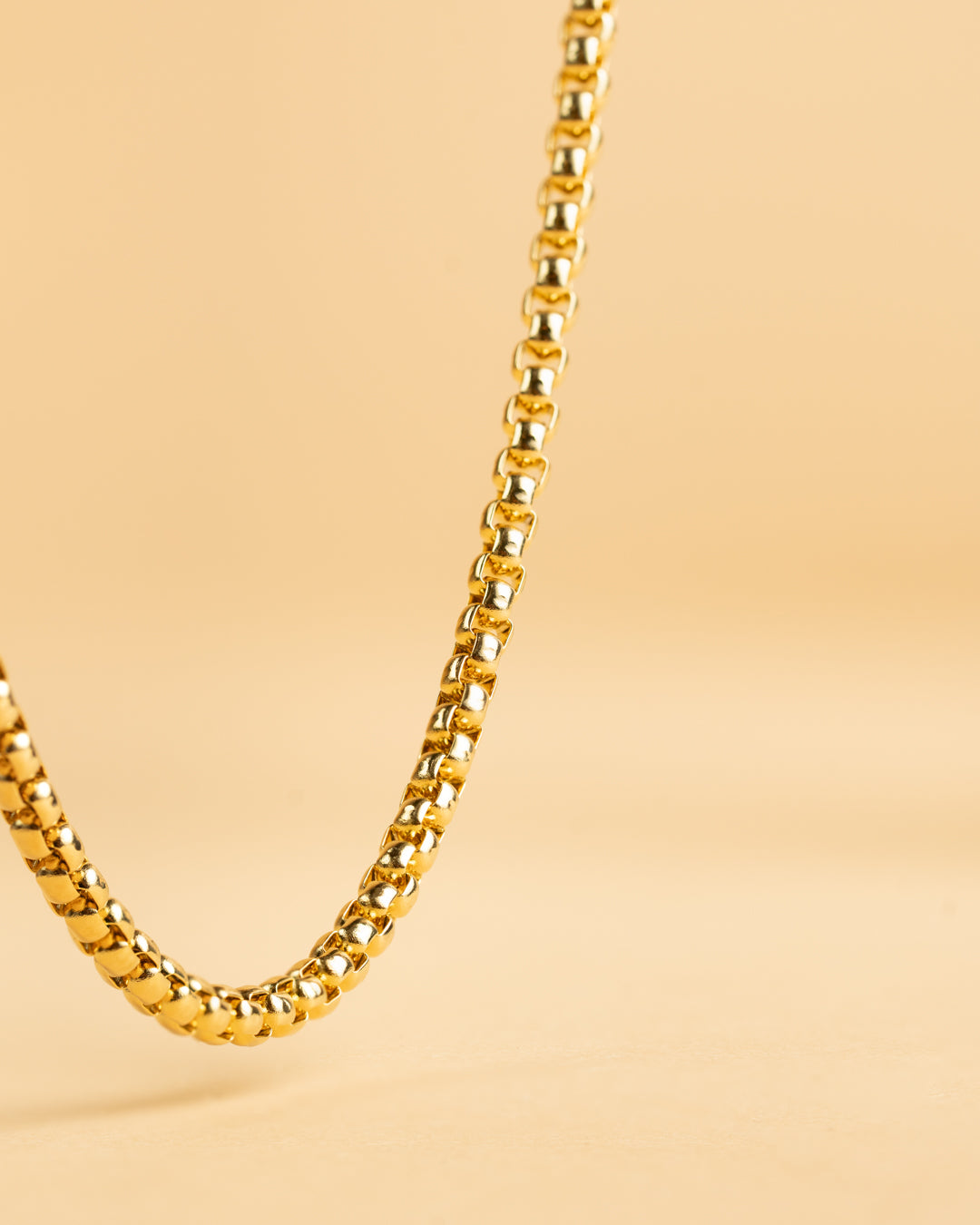 3mm Box chain necklace with a gold-plated finish