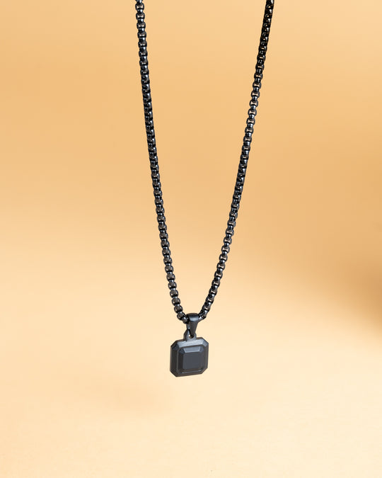 Titanium/Steel necklace with Black Agate stone