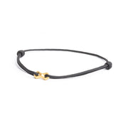 Bracelet en nylon noir de 1,5 mm avec un signe Infinity plaqué or