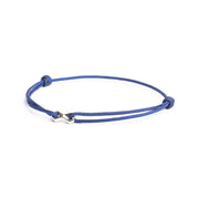Bracelet en nylon bleu de 1,5 mm avec un signe Infinity plaqué argent
