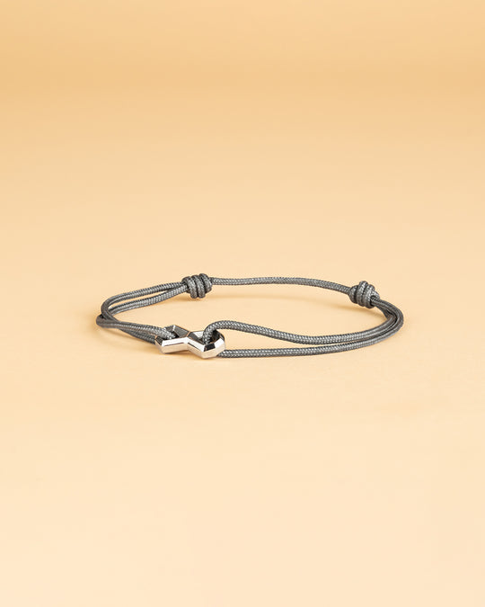 1.5mm Grey nylon bracelet with a silver-plated Infinity sign
