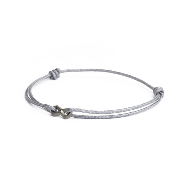 1,5 mm graues Nylonarmband mit schwarzem Infinity-Zeichen