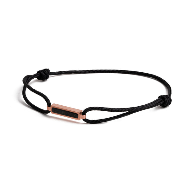 1.5mm Black nylon bracelet with a bronze-plated carbon element