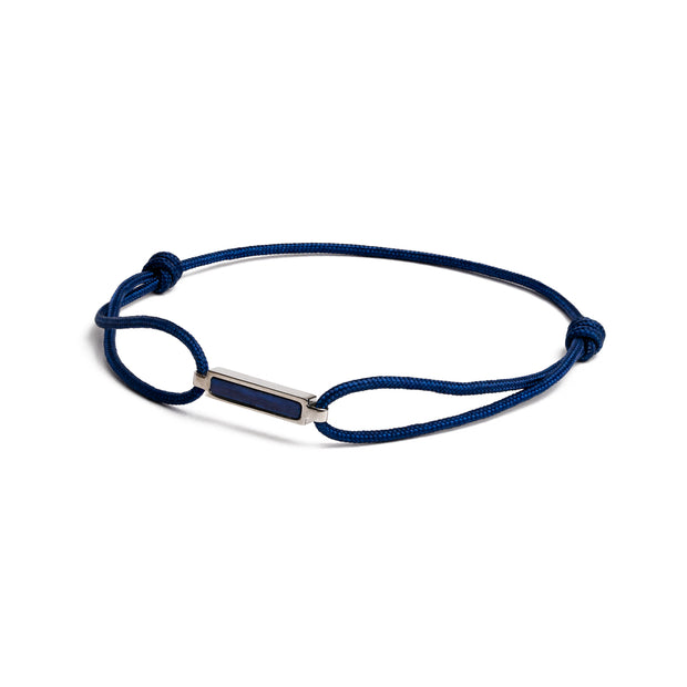 Bracelet en nylon bleu 1,5 mm avec une pierre Oeil de Tigre Bleu