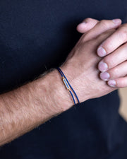 1.5mm Blue nylon bracelet with a gold-plated Blue Tiger Eye element