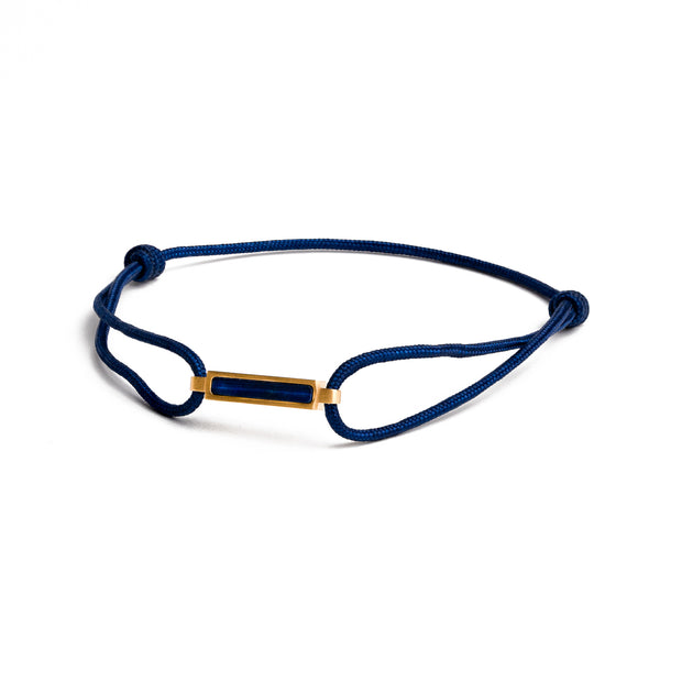 1,5 mm blaues Nylonarmband mit einem vergoldeten blauen Tigerauge-Element