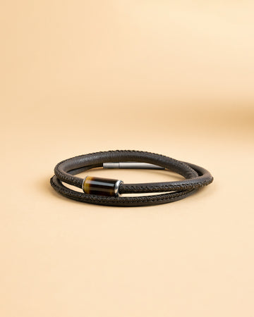 4mm Nappa leather bracelet with custom Tiger Eye stone