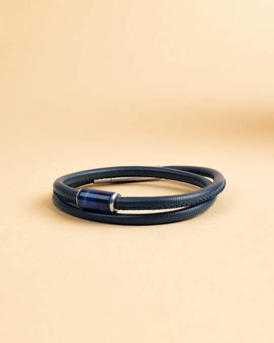 4mm Nappa leather bracelet with custom Tiger Eye stone