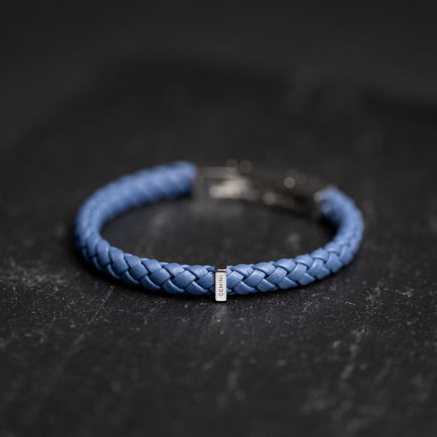 Hellblaues Armband aus italienischem Nappaleder