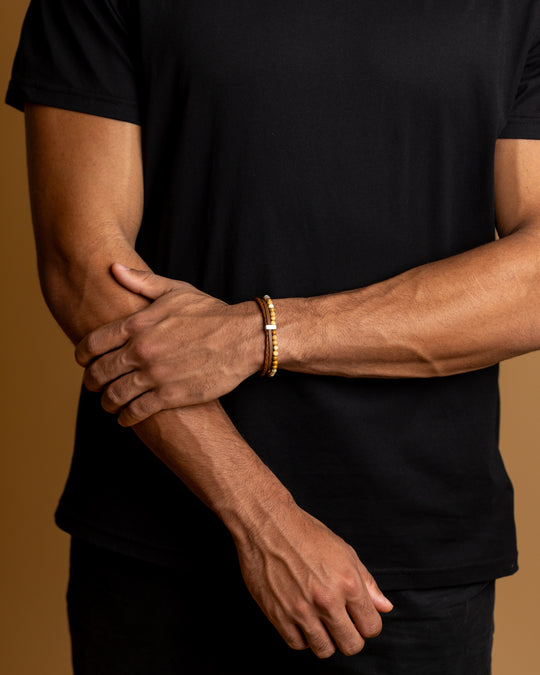 New triple bracelet with Italian leather and jasper stone