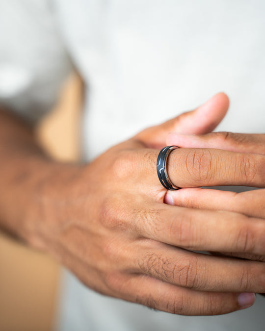 Titanium ring with Forged Carbon finish