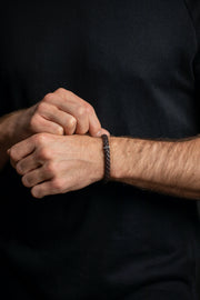 Enkele bruine Italiaanse nappaleren armband met verzilverde afwerking
