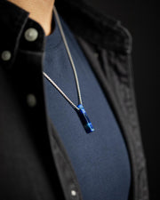 Halskette aus Edelstahl mit blauem Tigerauge-Stein