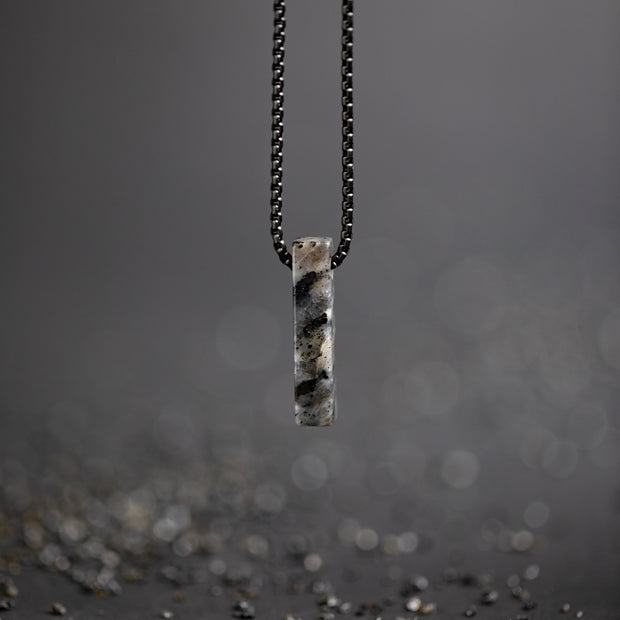 Stainless steel necklace with a Larvikite stone