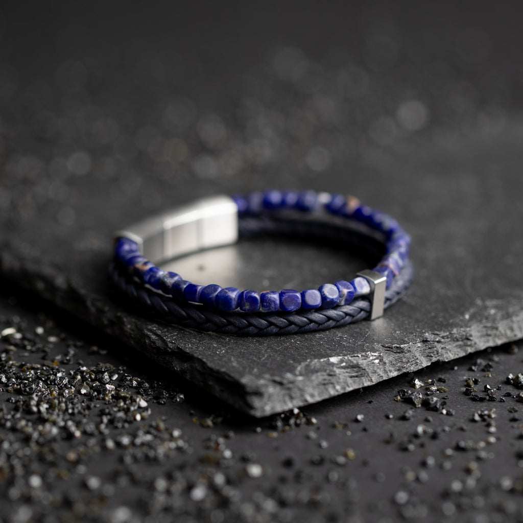 3mm Blue Sapphire Stone Black Steel Engravable Tennis Bracelet for Men –  The Steel Shop
