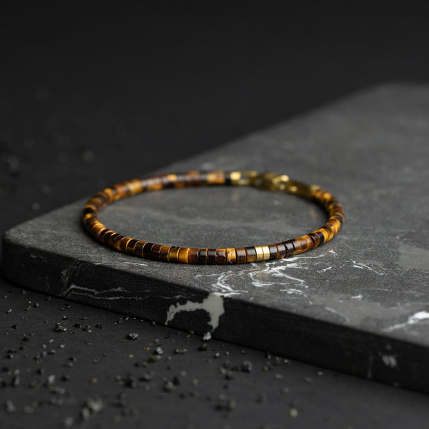 2mm Bracelet with Tiger Eye stones and titanium element