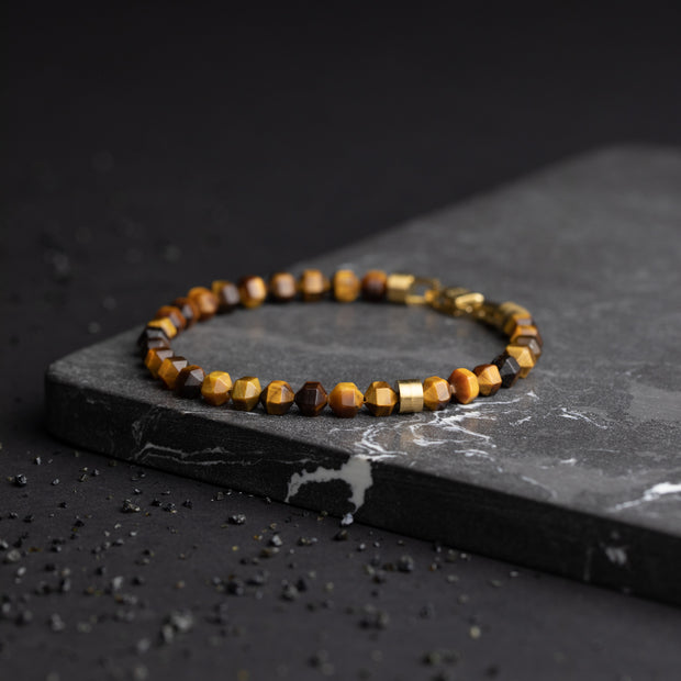 Armband mit 6 mm Tigerauge-Stein und Titanelement