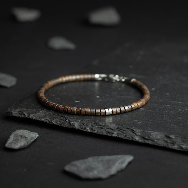 Bracelet 2 mm avec pierres de Bronzite et élément en titane