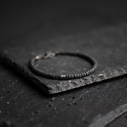 2mm Bracelet with black Lava stones and titanium element