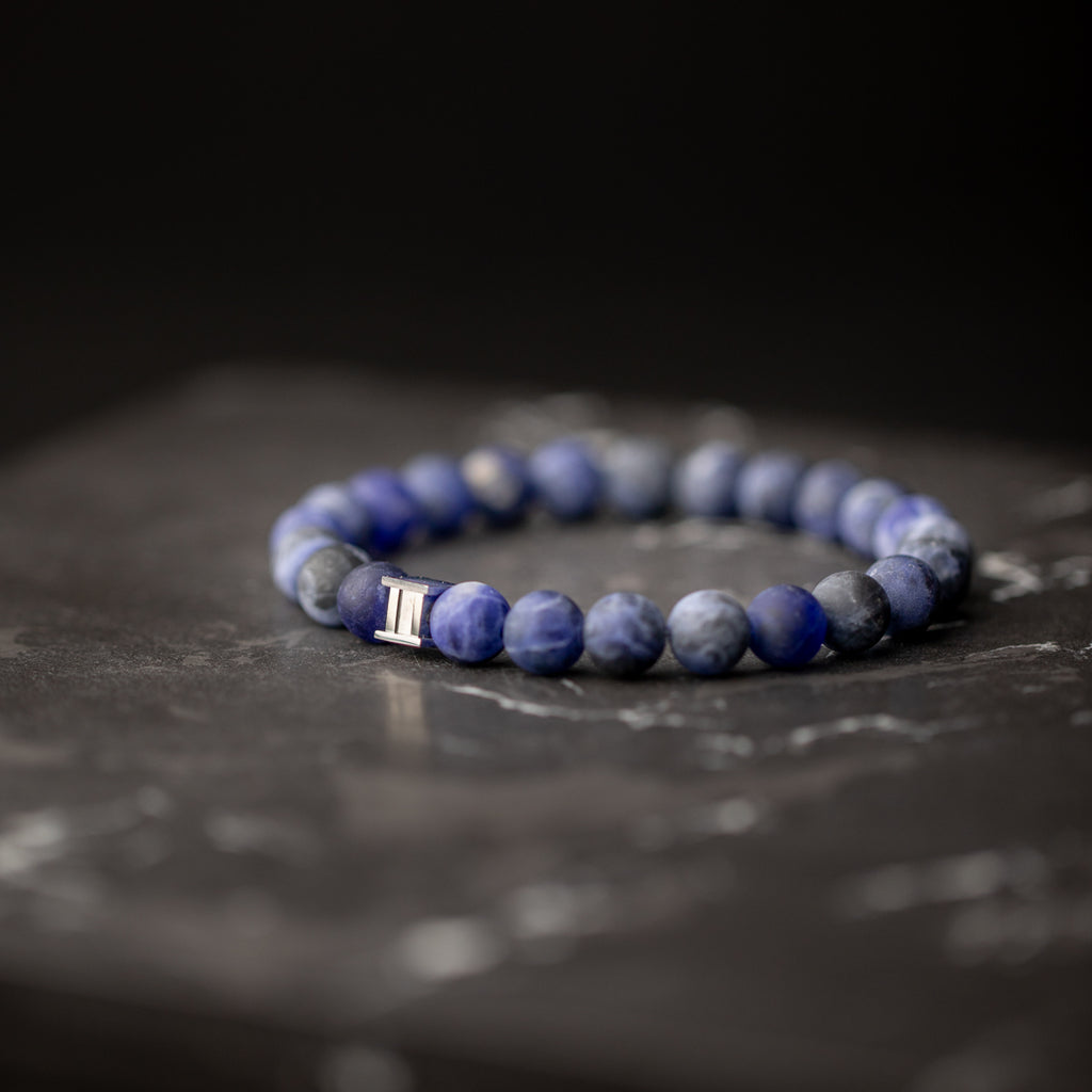 Bracelet with 8mm Matte Sodalite stone Gemini Official
