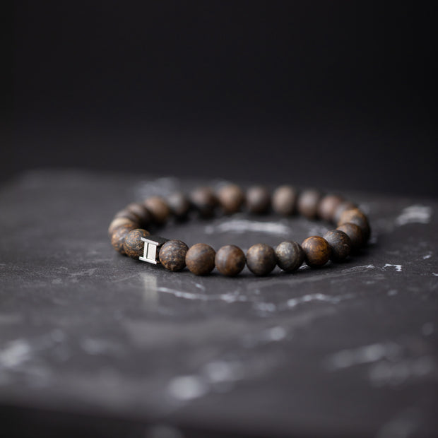 Bracelet with 8mm Matte Bronzite stone