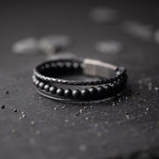 Bracelet triple avec pierre Agate 6 mm et cuir Nappa