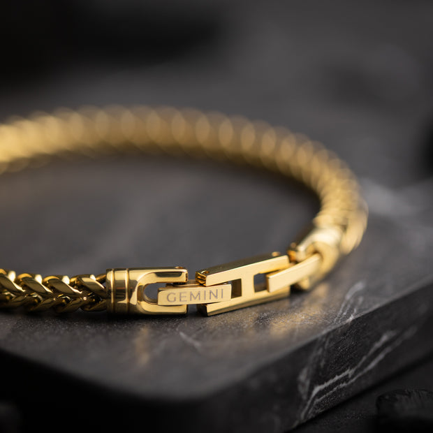 5mm foxtail bracelet in stainless steel with gold-plated finish