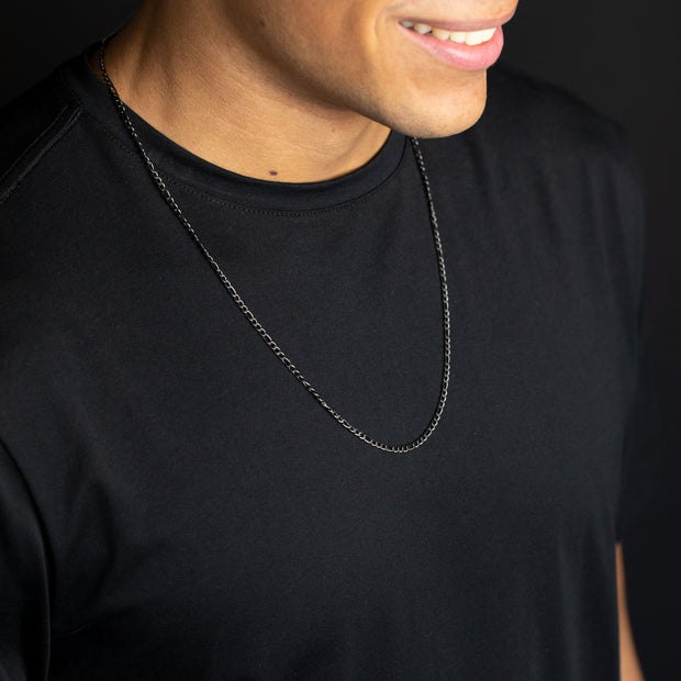 3 mm Figaro-Halskette aus Edelstahl mit schwarzem Finish