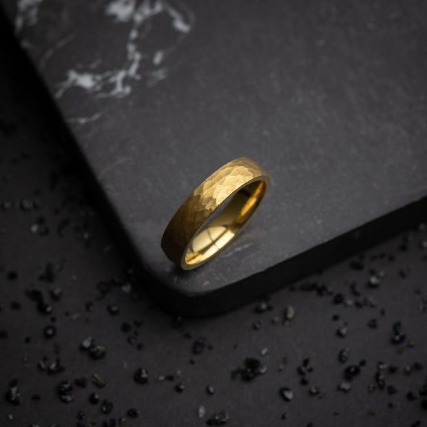 5mm Titanium ring with faceted gold finish