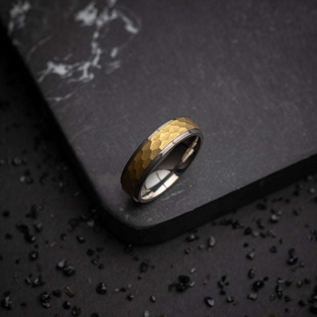 6 mm Titanring mit Silber- und Gold-Finish