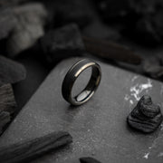 6mm Black Titanium ring with forged Carbon