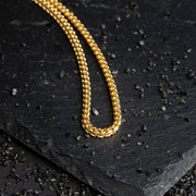 3 mm Fuchsschwanz-Halskette aus Edelstahl mit 18 kt vergoldeter Oberfläche