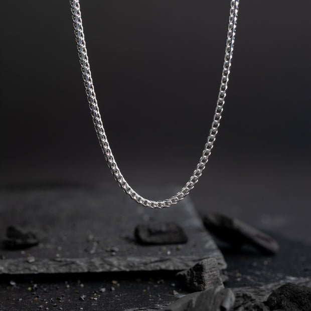 3 mm Fuchsschwanz-Halskette aus Edelstahl mit versilberter Oberfläche
