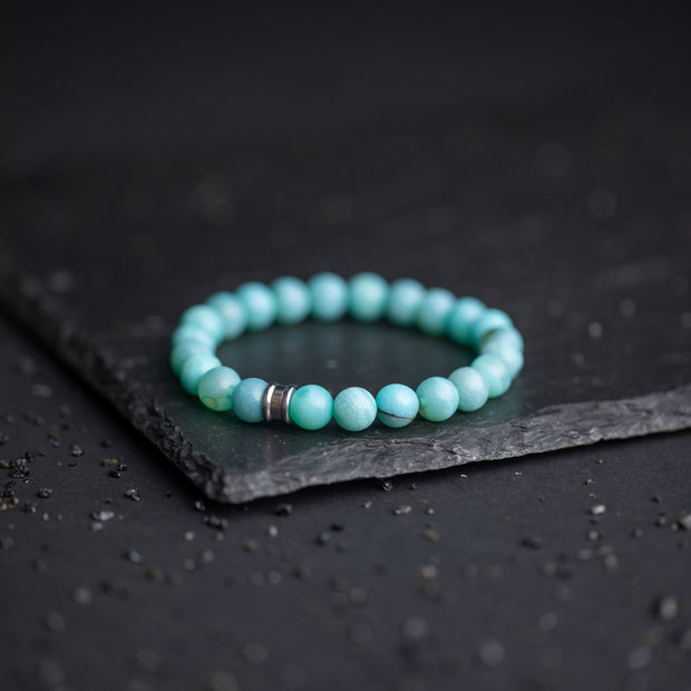 Bracelet avec pierre d'agate turquoise de 8 mm
