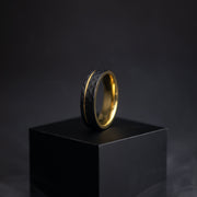 6mm Faceted full Titanium ring with golden finish