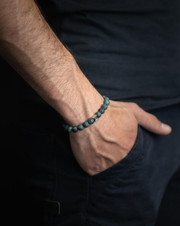 Bracelet avec pierre de jaspe mat de 8 mm