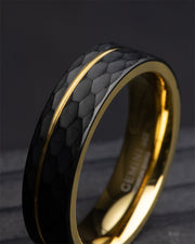 6mm Faceted full Titanium ring with golden finish